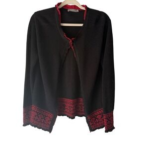 MFH Knits Black Red Baby Alpaca Cardigan Sweater Grunge Dark Academia Whimsigoth
